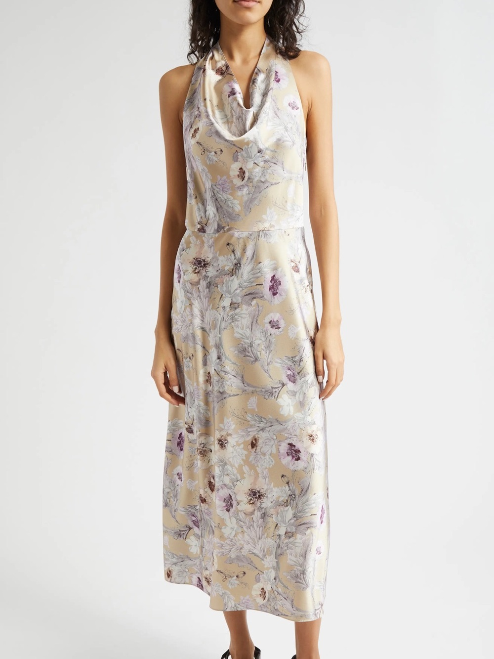VINCE Wild Flower Cowl-Neck Halter Dress Size 4